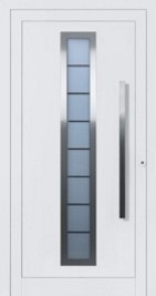 aluminium metal front door powder coated in white RAL 9016